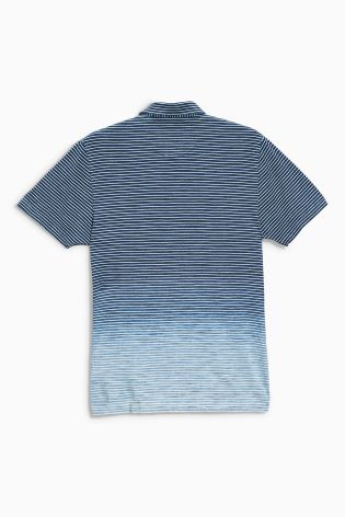Indigo Dip Dye Stripe Poloshirt